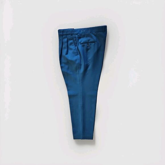 VTG 80s Mens‎ Teal Green Pleat Pants Retro 40x36 Gino Cappeli Designer Unhemmed - Picture 2 of 9
